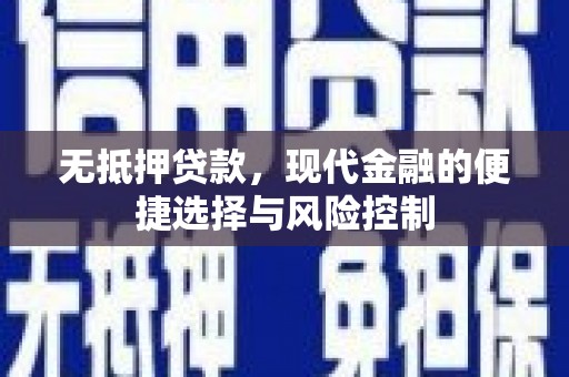 甘南无抵押贷款，现代金融的便捷选择与风险控制