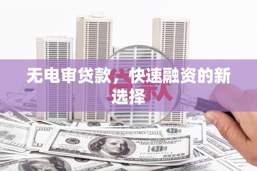 甘南无电审贷款，快速融资的新选择