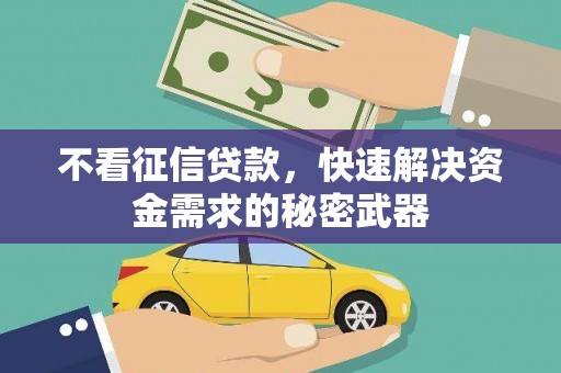 甘南不看征信贷款，快速解决资金需求的秘密武器