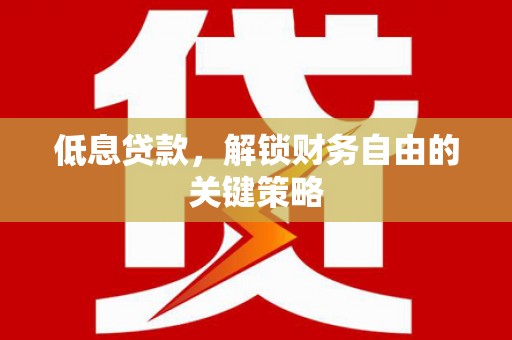 甘南低息贷款，解锁财务自由的关键策略