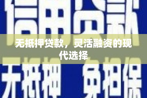 甘南无抵押贷款，灵活融资的现代选择