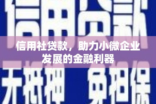 甘南信用社贷款，助力小微企业发展的金融利器
