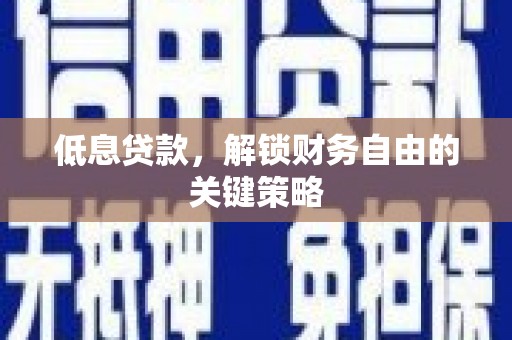 甘南低息贷款，解锁财务自由的关键策略
