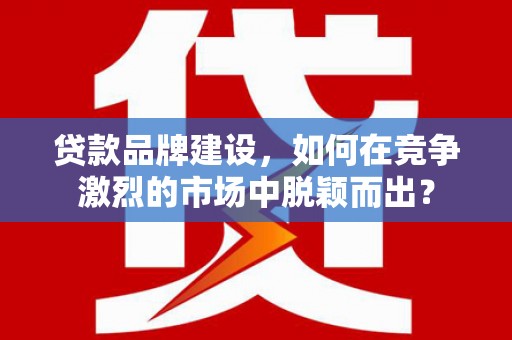 甘南贷款品牌建设，如何在竞争激烈的市场中脱颖而出？
